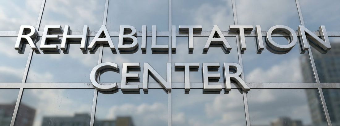 The exterior wall and lettering of a building for a rehabilitation center.