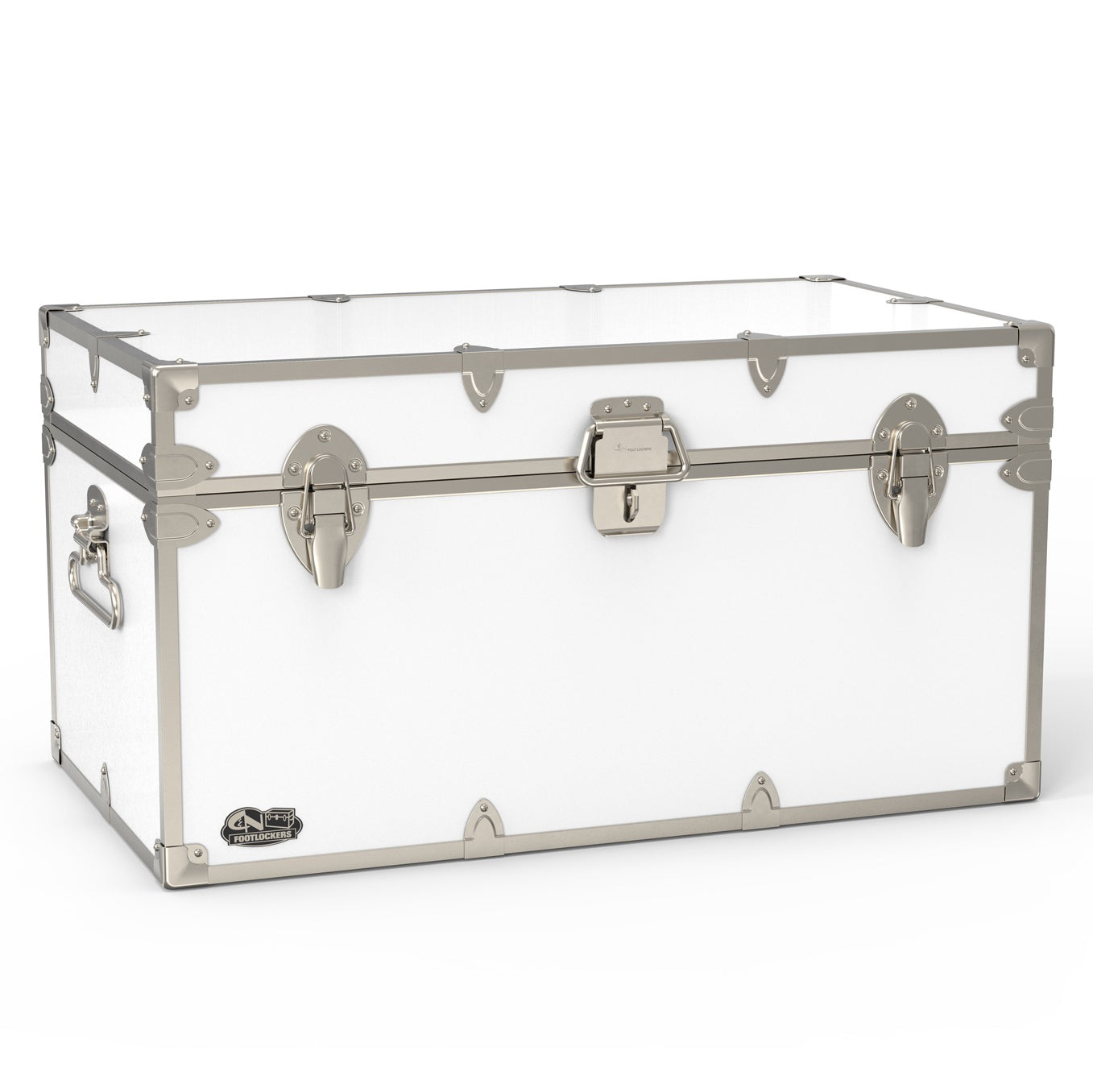 The Foreman Footlocker Trunk 32x18x16.5" | WTC-1103-WHT-SLV